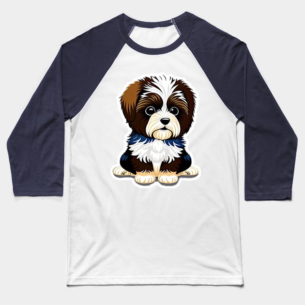 Cute Cartoon Havanese Puppy Dog Baseball T-Shirt by SymbioticDesign